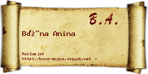 Bóna Anina névjegykártya